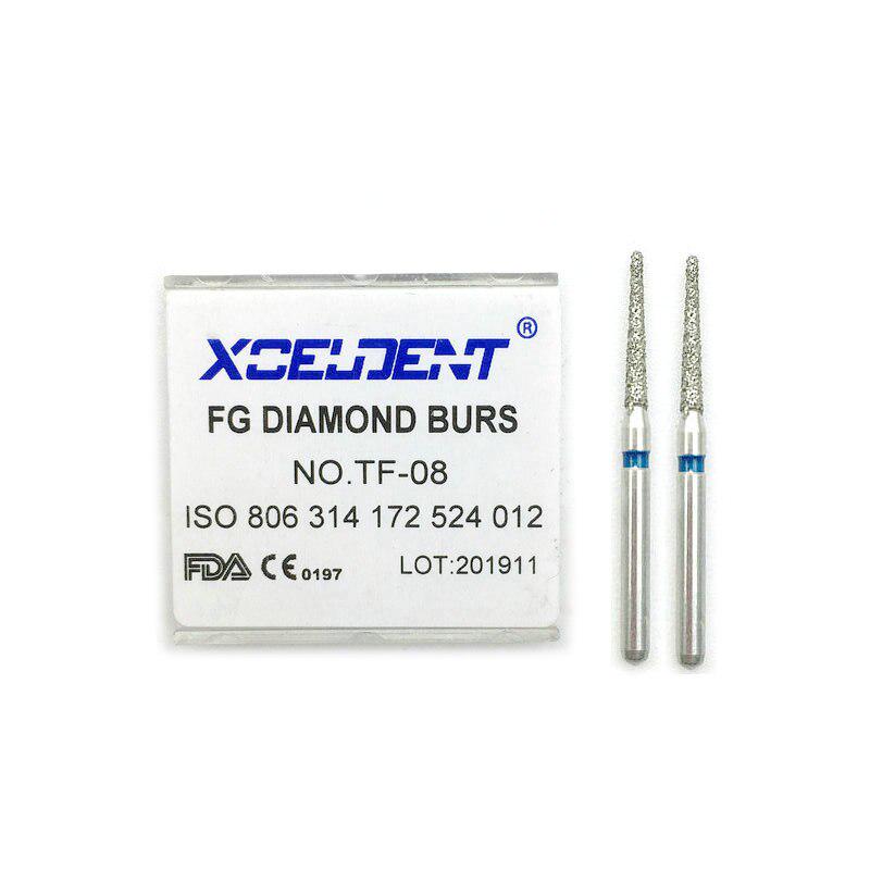 10pc/Box Dental Diamond Burs Drill FG 1.6M  for Teeth Porcelain Ceramics Composite Polishing High Speed Handpiece TF-08