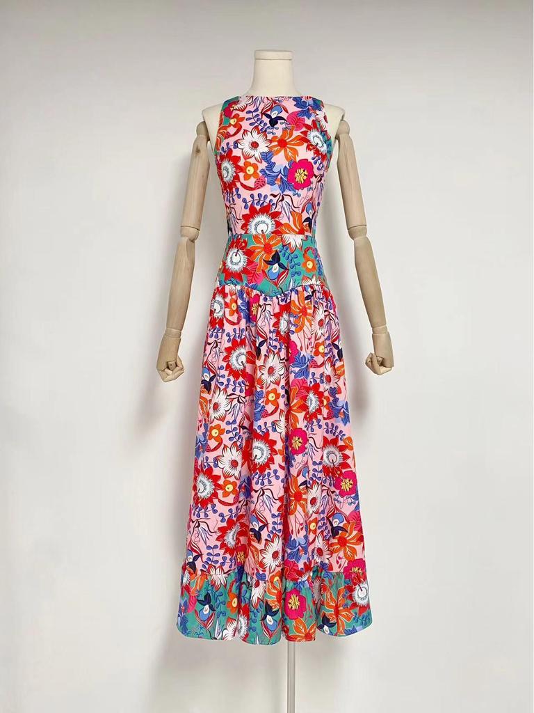 Morelowa sukienka szyfonowa halter z falbanami - Lato 2023 Bez ramiączek Koronkowa Bez rękawów Maxi spódnica