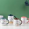 Creative Cartoon Charging Kitten Student Ceramic Cup with Lid Spoon High Temperature Resistant Mug Cup Advertising Gift Cup