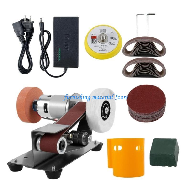 Y5GD Belt Sander 15 Degree Electric Belt Sander Adjustable Speed Benches Belt Grinder for Metal Working Cutter Making Crafting