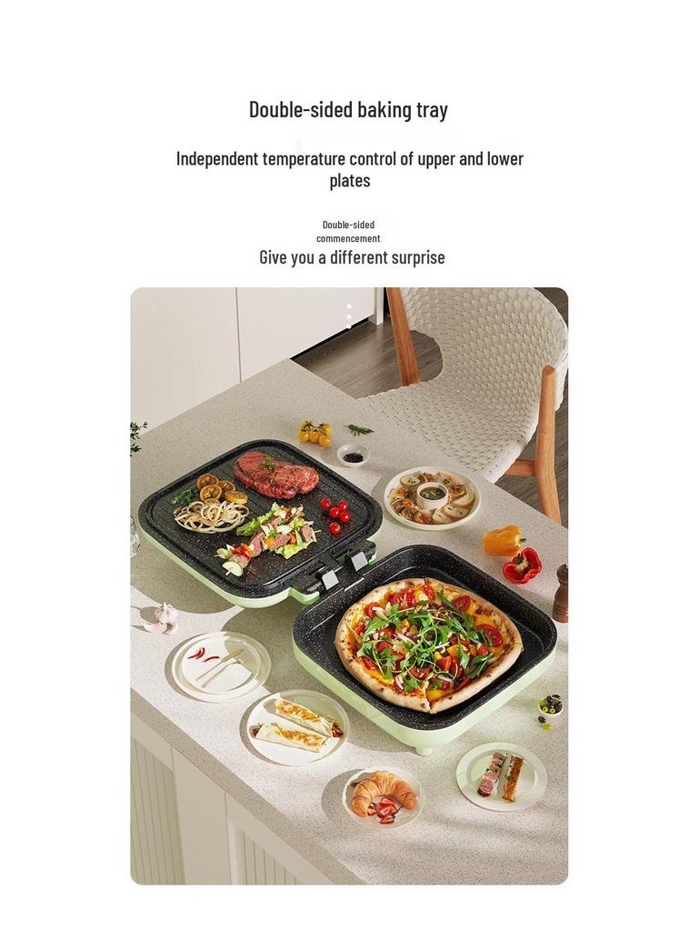 Multi-functional Double-Sided Electric Griddle: Non-stick, Fast Roast, Large Capacity Grill & Pancake/Waffle Maker