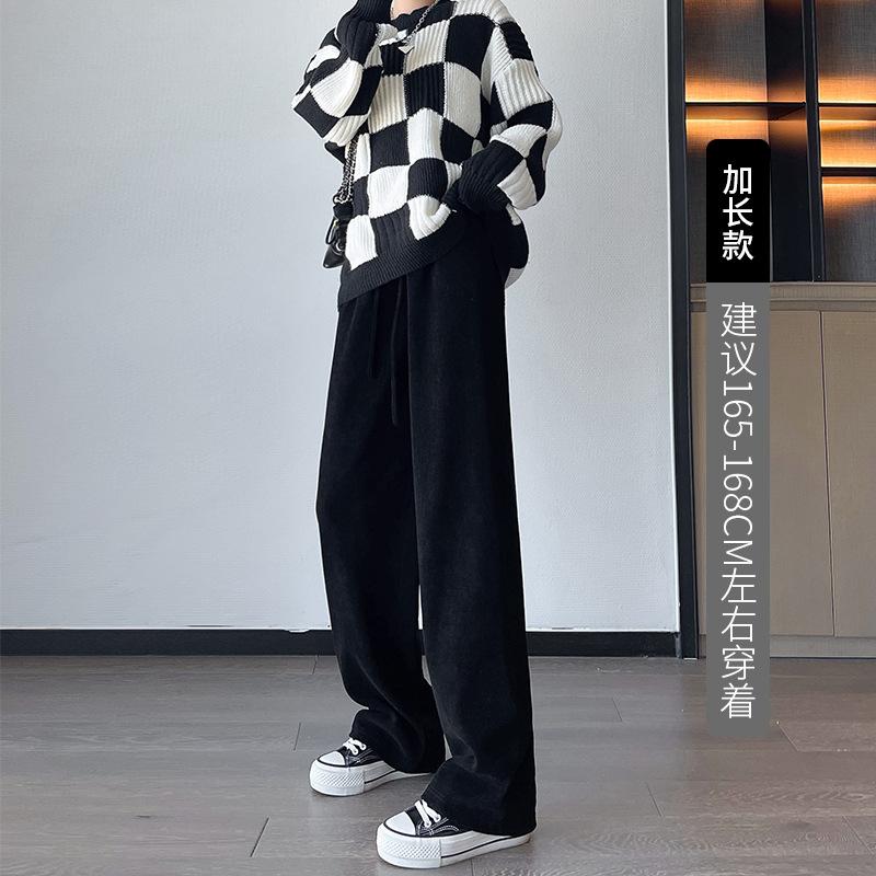 

Брюки-кюлоты из капок-флиса, женские, весенне-осенние, женская одежда, новые, тонкие, повседневные брюки, широкие, прямые брюки-швабры XL