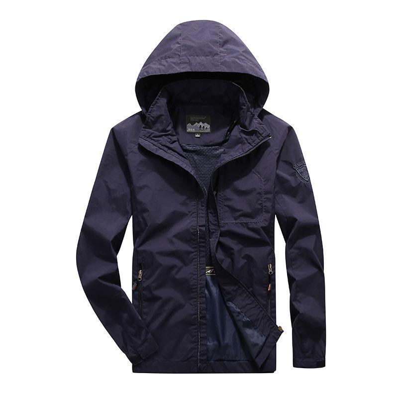 Spring and Autumn Thin Jacket Men's Outdoor Sports Casual Hooded Jacket Men's Mountaineering Suit Large Size Windbreaker Jacket