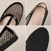 Fishnet Ballet Flats for Women Comfort Dressy Shoes With Ankle Strap Summer Round Closed Toe Mary Jane Shoes Women's Casual Non-Slip Mary Jane Flats