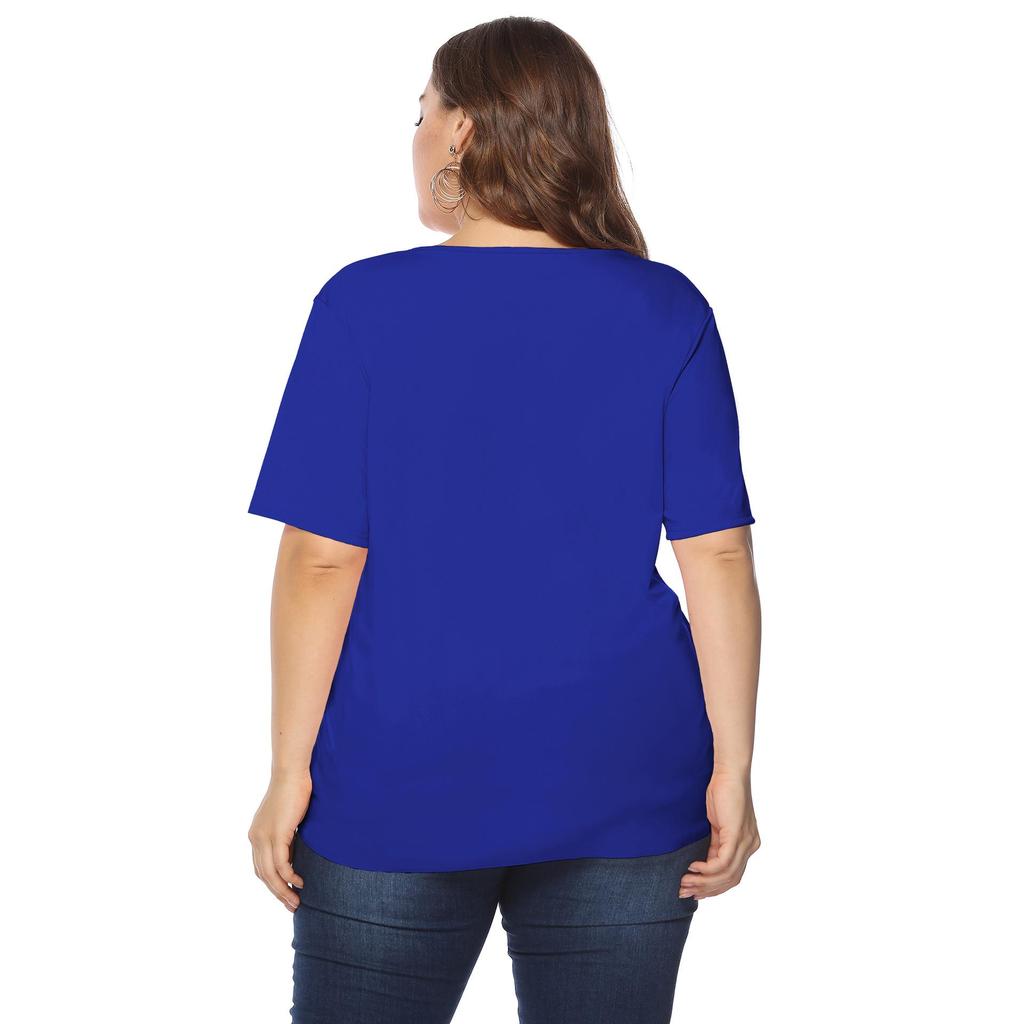 Dámské jednobarevné tričko s krátkým rukávem a kulatým výstřihem, s vlnitým lemem a burnout efektem, nadměrná velikost