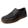 2025 Casual Leather Shoes Men's Soft Leather Large Size Foot Cover Hollowed Out and Breathable Summer Men's Leather Breathable and Comfortable