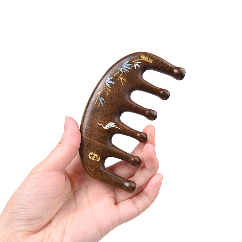TAN MUJIANG Palm Comb South American Rosewood Taketsuru Design Compact Massage Comb "Wuyou" Anti-static