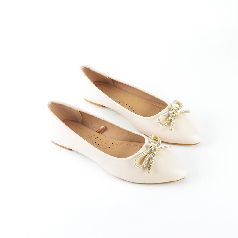 

Pointed flat women s shoes diamond bow shallow mouth shoes flat women shoes 36 розовый