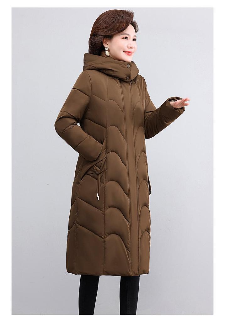 Women's Winter Long Down Cotton Jacket: Over-the-Knee, Mid-Aged & Elderly, Plus Size Thickened Padded Coat