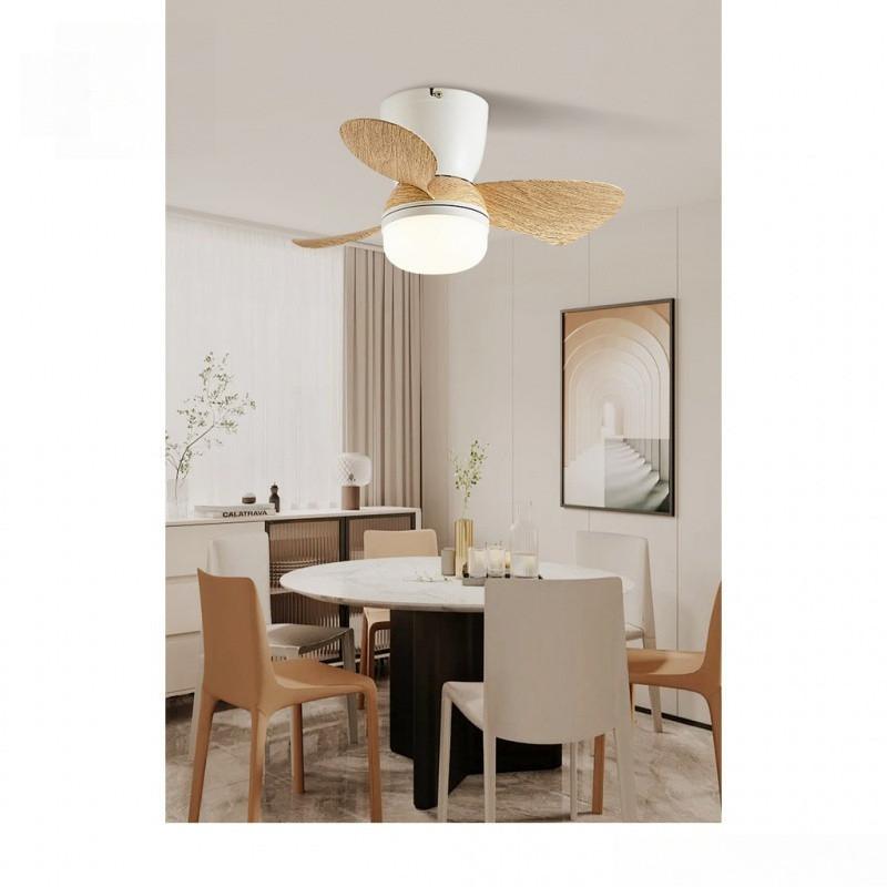 24 Inches Electric Ceiling Fan Light  Nordic Dining Room Ceiling Fan Light Lamp Six-speed Frequency Conversion Chandelier Fan