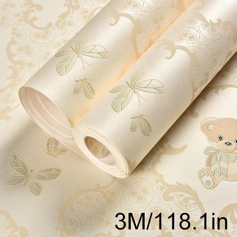 

1 шт. Самоклеящаяся наклейка на стену в гостиной, фон для обоев в спальне, настенные наклейки 3D из нетканого материала, декоративный медведь 3m