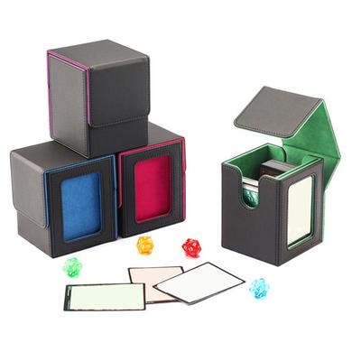 PU Leather Card Deck Box With Window Game Card Organizer Fashion Game MTG Trading Card Holder