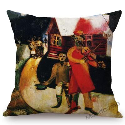Modern Yağlıboya Sanat Gerçeküstücülük Kübizm Empresyonizm Marc Chagall Ünlü Sanat Yastık Kılıfı Doğum Günü Kemancı Minder Örtüsü
