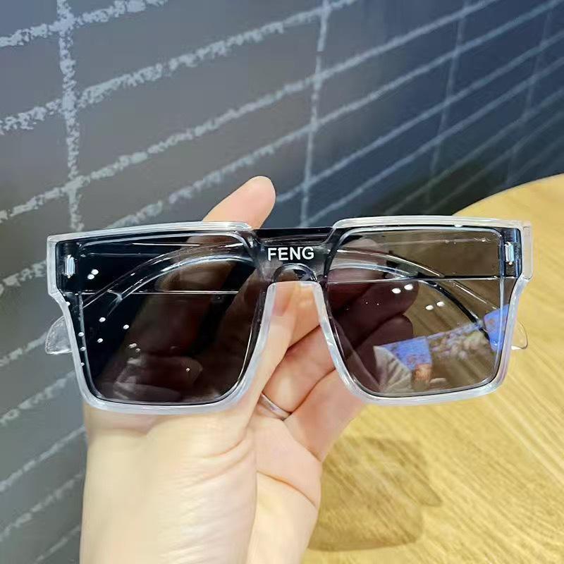 

Модные детские солнцезащитные очки-моноблок с защитой от УФ-лучей: Модные уличные очки с большой оправой для мальчиков и девочек прозрачный/серый