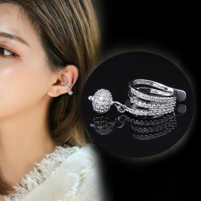 Plain Simple Star Women Shape Cubic Zircon Ear Cuff Charming Crystalline Clip On Earrings Earcuff Without Piercing Earrings Jewelry Giveaway