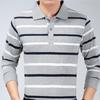 Camisas polo listradas masculinas da moda, novas camisas polo coreanas para negócios, primavera/outono, casuais, manga comprida, bolsos na lapela, roupas masculinas, tops de algodão, 2025