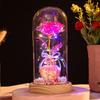 Love glass cover gold leaf flower ornament, creative mother's Valentine's Day gift, luminous simulated rose bouquet