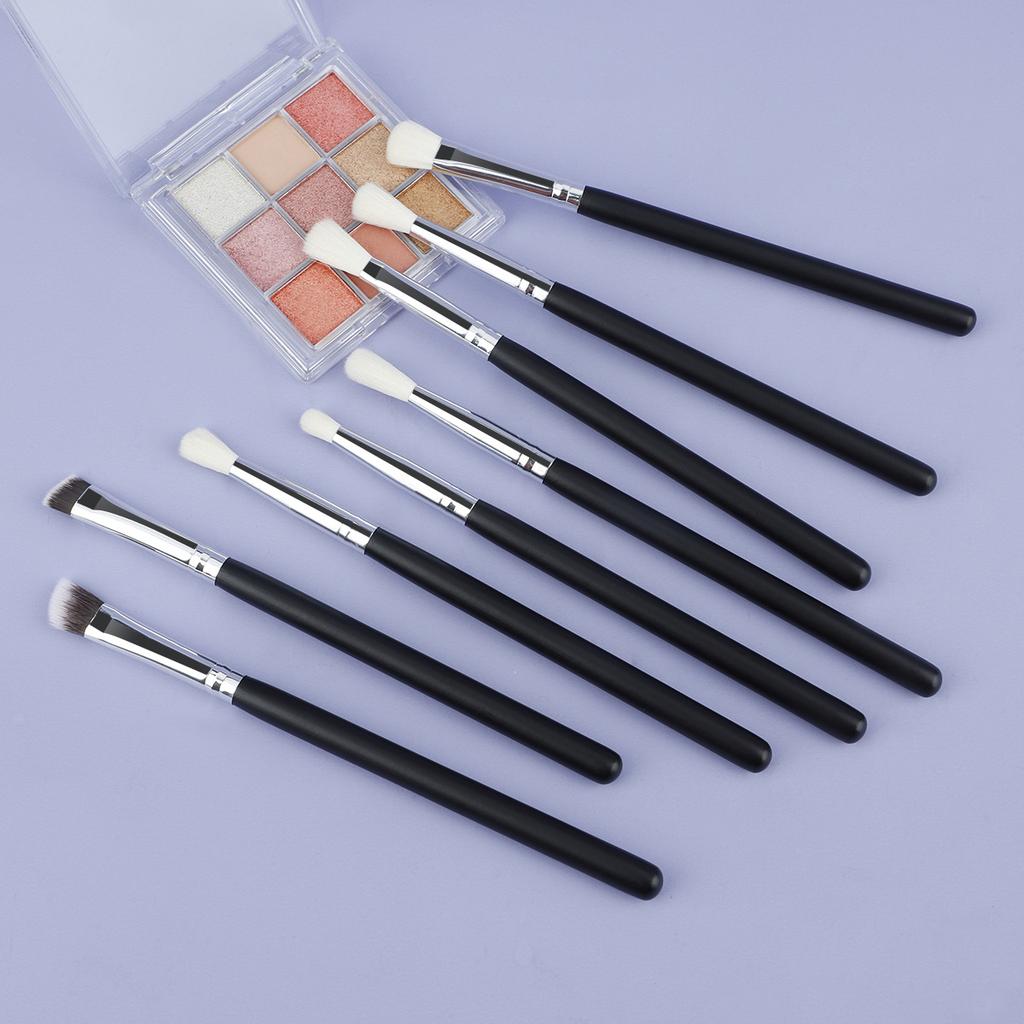 New 8 eye eyeshadow makeup brush set, wooden handle large medium small eyeshadow brush imitation wool makeup brush