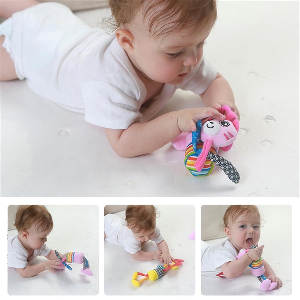 Cartoon Baby Infant Animals Stroller Bed Hanging Bell Rattles Plush Doll Toys