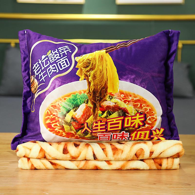 

Simulation Instant Noodles Plush Pillow With Blanket Creative 3D Food Kawaii Blanket Japan Ramen Noodles Blanket Pillow Gifts