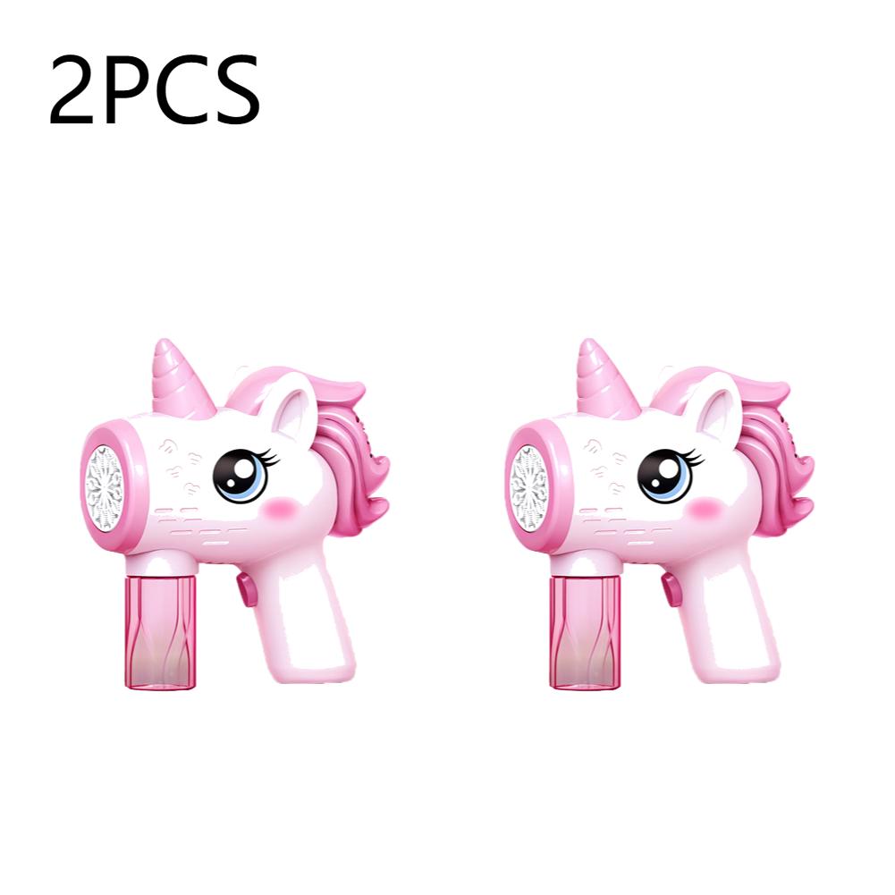 Unicorn Electric Bubble Gun Toy with Light Bubble Machine Gun Bubble Maker Birthday Gifts for 3 4 5 6 Years Old Boys Girls Pink 2Pcs
