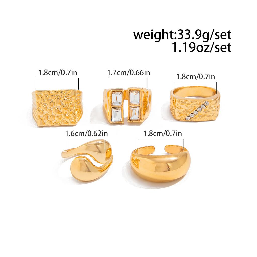 Creative Open Ring Set for Women Wedding Jewelry Trendy Elegant Gold Color Punk Vintage Geometric Adjustable Finger Rings