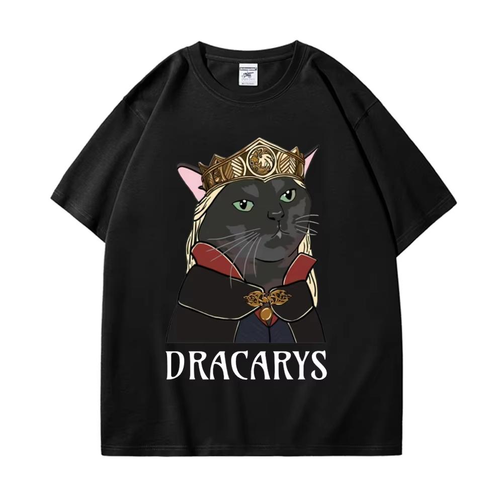Zoned Out Black Cat Dracarys Graphic T Shirts Unisex Unisex Fashion Y2k Short Sleeve Tshirt Summer Cotton Oversized Tshirts