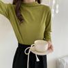 Langarm Shirt Bottom Frauen T-shirts Herbst Winter Mode Weibliche Beiläufige Dünne Hohe Elastische Mock Neck T-shirts Pullover Tops