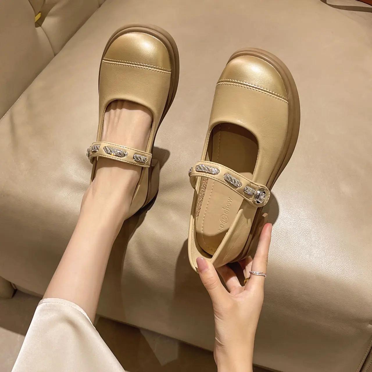 Элегантные женские туфли-лодочки на низком каблуке с кристаллами туфли со стразами для женщин с круглым носком для платья Beau Today подлинный бренд скидка 35 4659₽