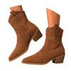 Fashion Women's Boots Vintage Embroidery Western Cowboy Boots Fall And Winter Chunky Heel Round Rain Boots for Women Mid Calf 8