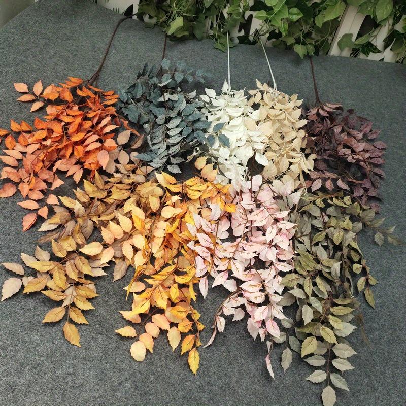 1Pc Simulation Autumn 5-pronged Banyan Tree Leaves, Suitable for Outdoor Courtyard Garden Home Dining Table Living Room Decoration