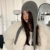 New Korea Dongdaemun Show Face Small Ear Hat Autumn and Winter Warm Wool Lei Feng Hat Simple Girl Strap Knitted Hat