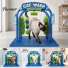 Giocattolo per l'arricchimento degli animali domestici Stazione per la toelettatura e il lavaggio del gatto, Auto-toelettatore, Design ad arco con rimuovi peli per auto, Spazzole morbide sfreganti, Massaggiatore Raschietto per interni