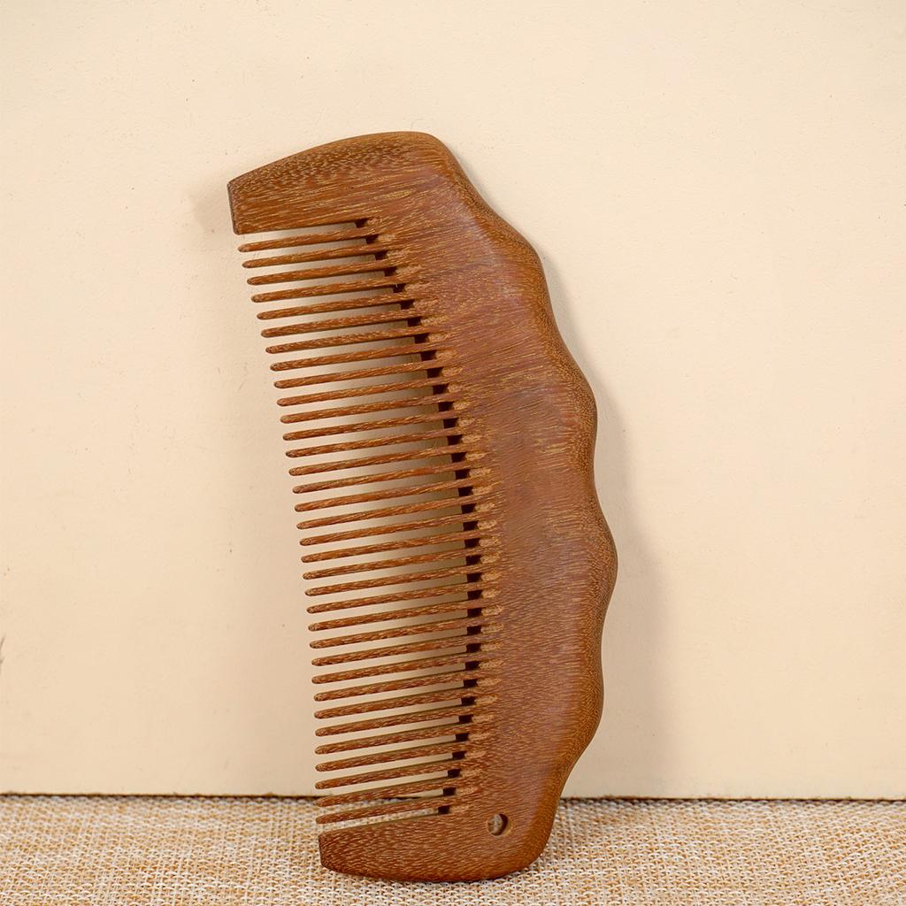 Natural Wooden Hair Comb with Ergonomic Handle - Anti-static Scalp Massage Comb for Daily Hair Grooming & Detangling