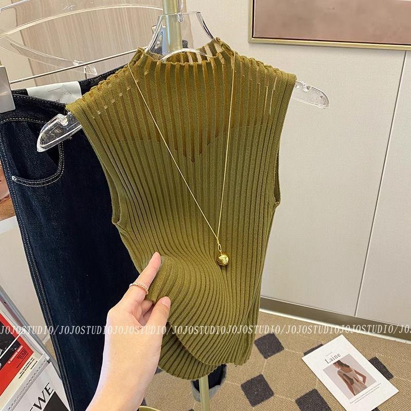 

Spring/Summer 2025 Elegant See-Through Knit Top with French Chic Design for Women Random Warehouse Stock Item
