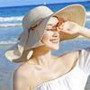 Women Korean Bow Straw Hat Large Brim Summer Sun Protection Floppy Panama Cap Female Lady Outdoor Beach Travel Visor Caps