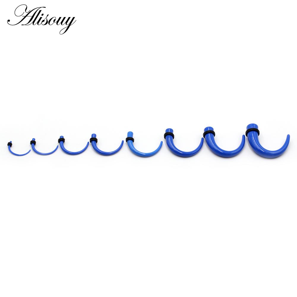 Alisouy 2pcs 1.6mm-11mm Acrylic C Sahpe Buffalo Horn Ear Gauges Ear Taper Stretching Plugs Tunnel Expander Body Piercing Jewelry