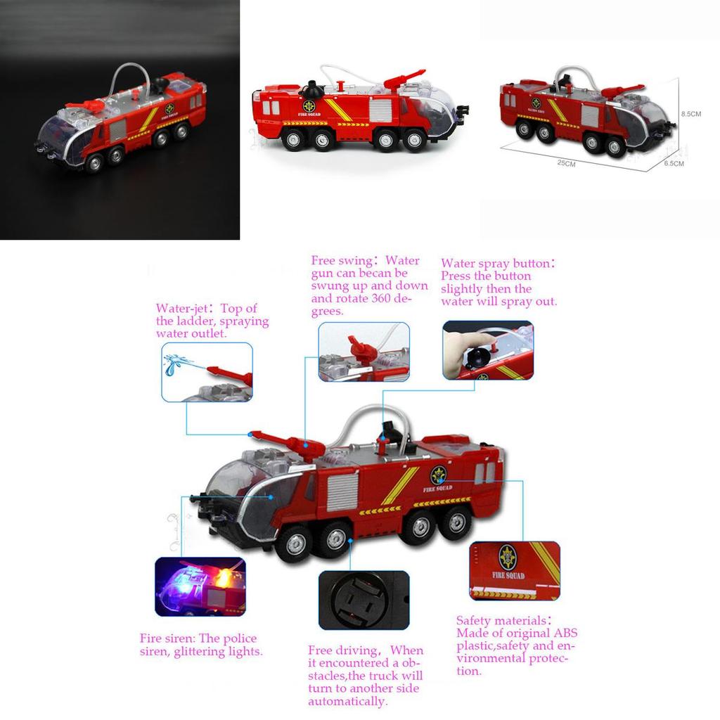 Fire Truck Rescue Fighters Vehicle With Lights Sounds And Water Pump For Kids**