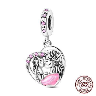 Mother Kisses Elegant Beads Copper Love Bead Dangle Pendant Fit Unique Bangle Bracelet Necklace Handmade Jewelry
