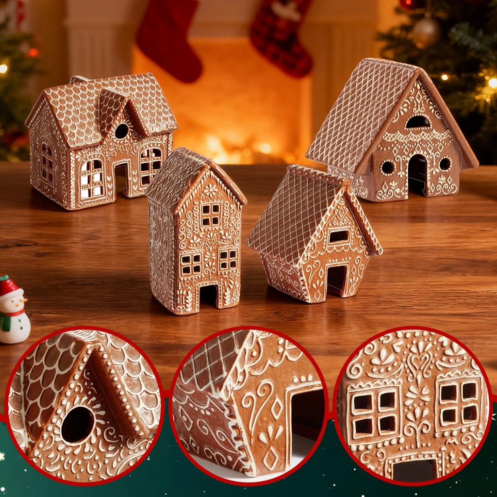 Christmas Table Decoration Hollow Gingerbread House Winter Holiday Table Decoration Warm Led Lights Holiday Gift