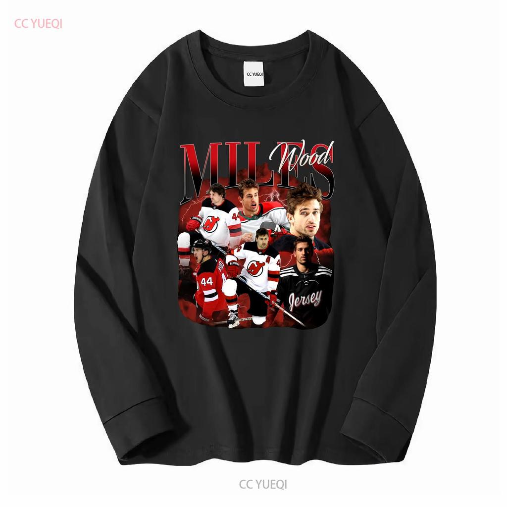 Miles Wood New Jersey Hockey T Shirt Devils Sweat long or short sleeves vintage Washed Unisex Top For Everyday Wear homme