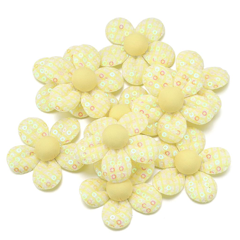 10pcs 4.7cm Colorful Sequin Checkered Flower Patches DIY Shoes Hats Applique Sewing Clothes Headgear Hair Clips Decorative Acces
