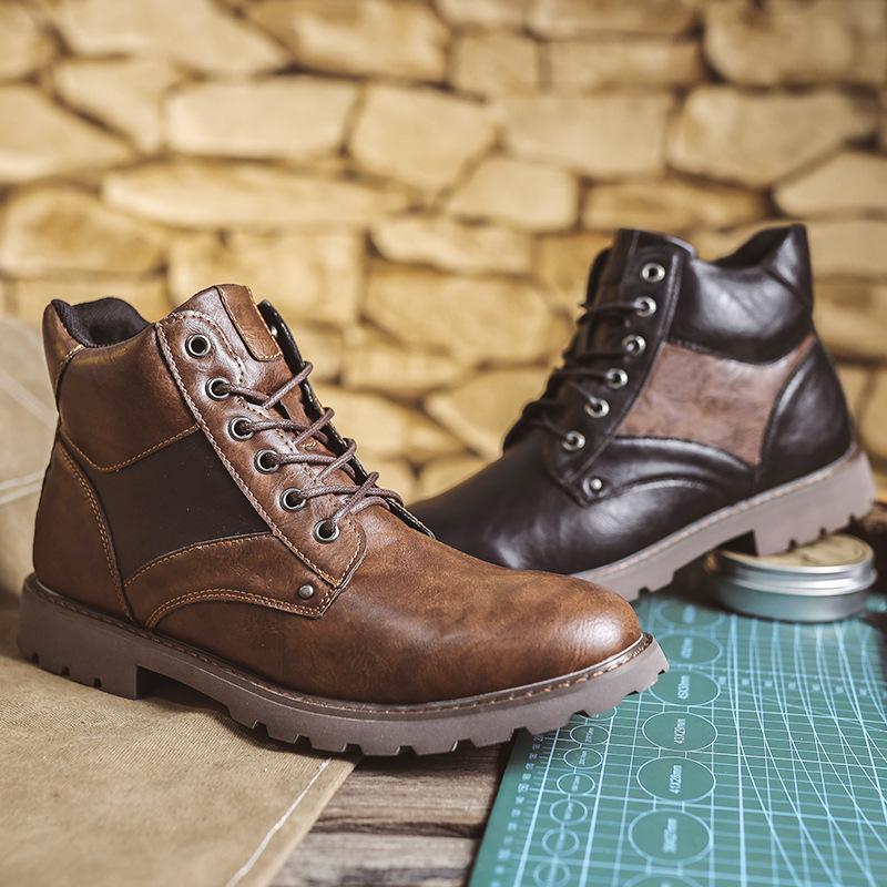 Customized men's leather boots autumn and winter short boots tooling boots high-top British Martin boots men's western cowboy boots