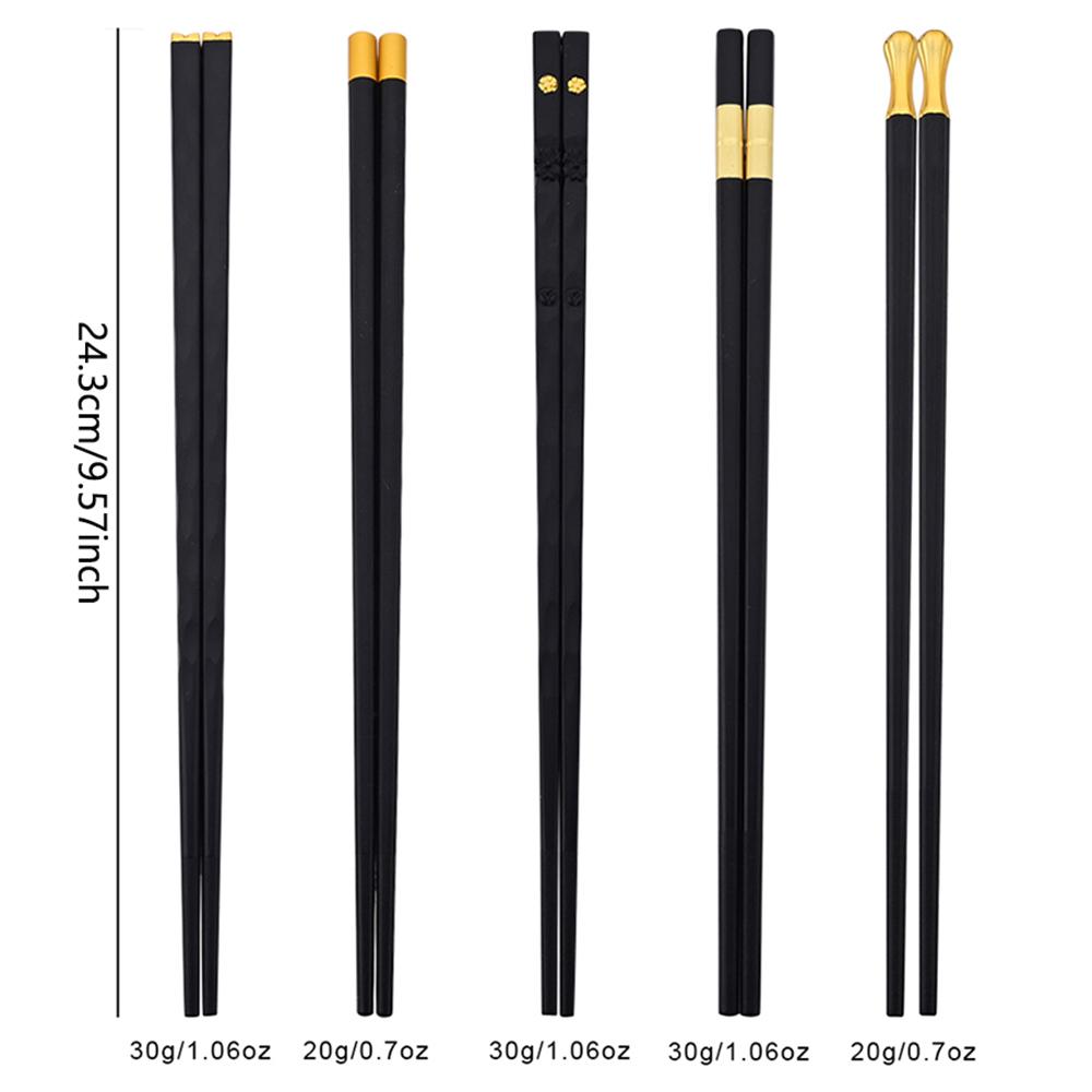 Black 5 PairsJapanese Chinese Chopsticks Black Sushi Sticks Fast Food Noodles Chopsticks Korean Tableware Kitchen Bar Supplies