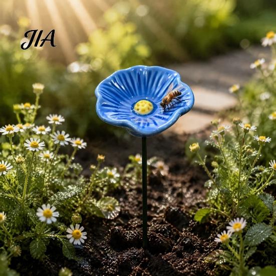 Bienenfreundliche Garten Geschenke Keramik Bienen Wasserstation, Handgefertigtes Buntes Blumenbad, Mini Hinterhof Landschaftsbau Dekor Wasserschale für