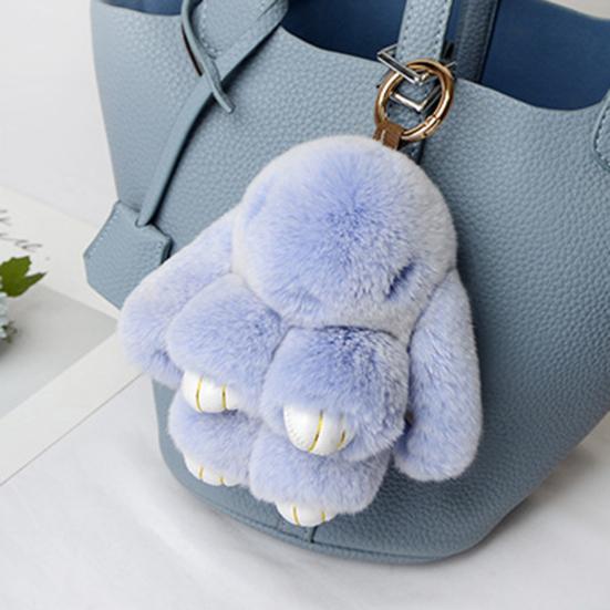 Frosted Bunny Plush Keychain 15cm Soft Faux Rabbit Fur Pendant for Bags Keys Cute Standing Stuffed Animal Adorable Birthday Gift for Girls Rabbit