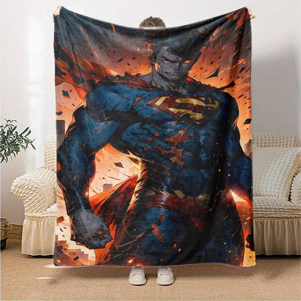 1pc Superman hero Flannel Blanket Soft Warm Throw for Home, Office, Travel, All-Season Cozy Bedding GiftL1028