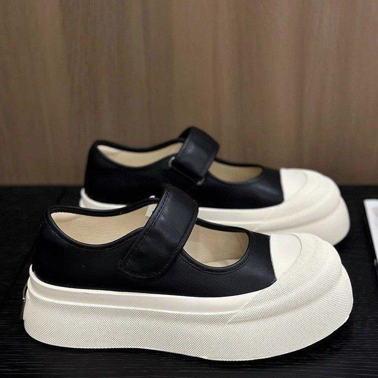 Thick Bottom Mary Jane Single Shoes Female Spring and Summer Shallow Mouth Lazy Big Head Small White Shoes