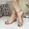 2026 New Fashion Ankle Strap Women Casual Sandals Open Toe Summer High Heel Shoes Buckle Ladies Office Work Shoes