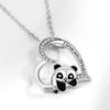Ladies Elegant Love Heart Cute Panda Pendant Necklaces